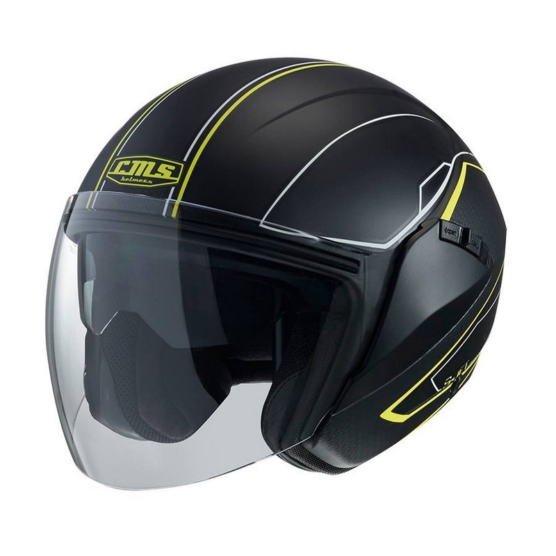 Cască de motocicletă deschisă CMS S-JET Vision negru-galben-fluo