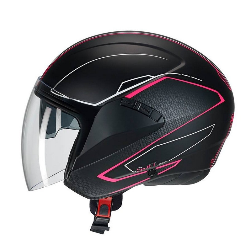 Cască de motocicletă deschisă CMS S-JET Vision negru-fucsia