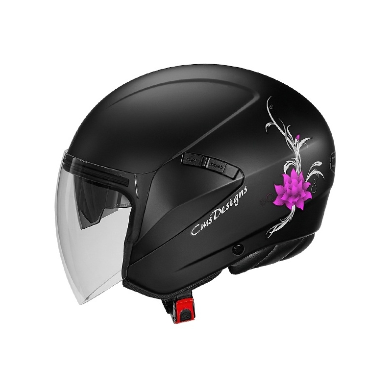 Cască de motocicletă deschisă CMS S-JET Rose negru-roz