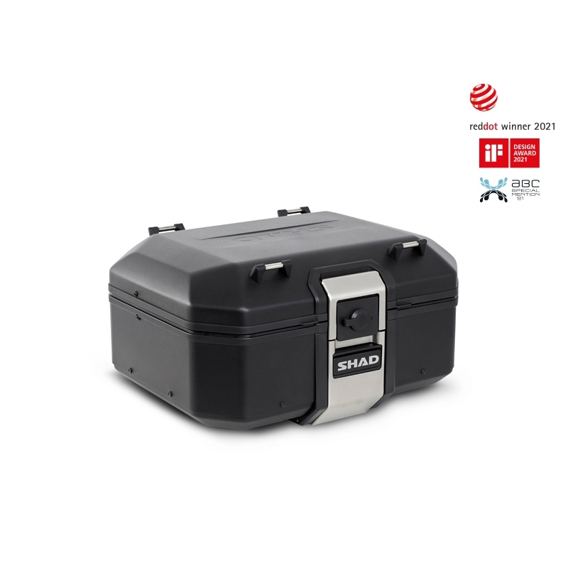 Set complet de cutii de aluminiu SHAD TERRA NEGRU, 37L cutie centrala si 36L / 36L cutii laterale, incluzand kit montaj si placa SHAD SUZUKI DL 650 V-Strom