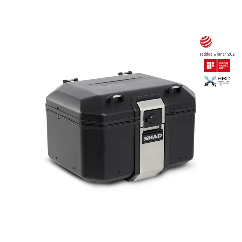 Set complet de cutii de aluminiu SHAD TERRA NEGRU, 48L cutie centrala si 36L / 36L cutii laterale, incluzand kit de montaj si placa SHAD HONDA X-ADV 750