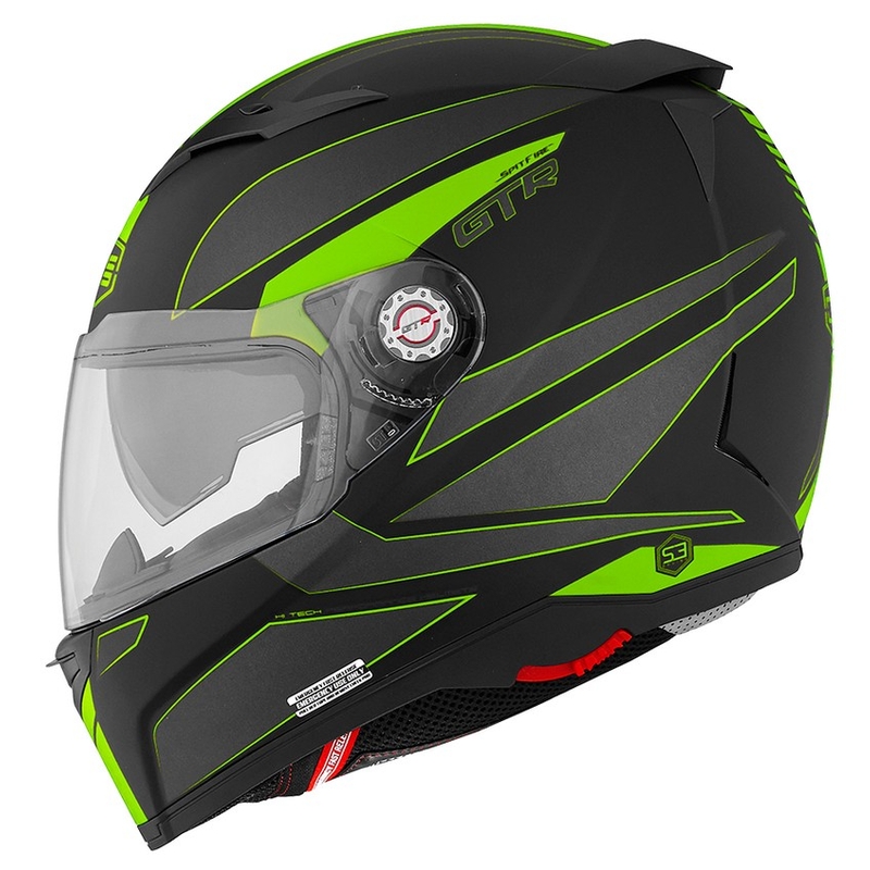 Cască de motocicletă CMS GTR Spitfire galben fluo
