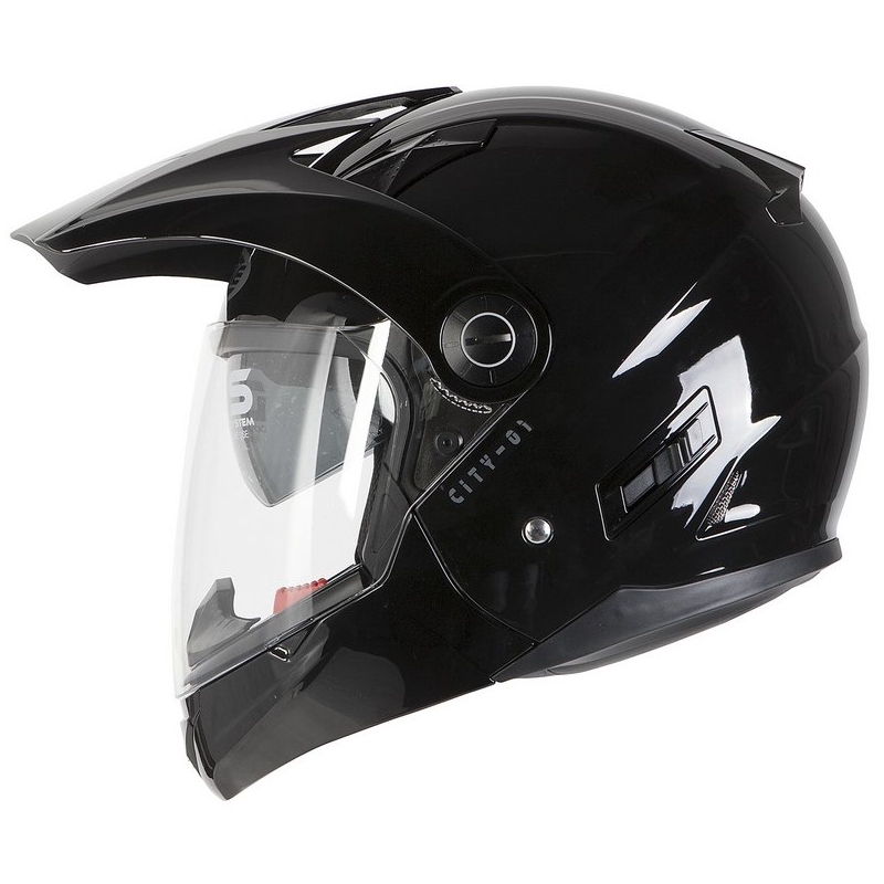 Cască de motocicletă Ozone City-01 cu curea de bărbie detașabilă negru lucios lichidare