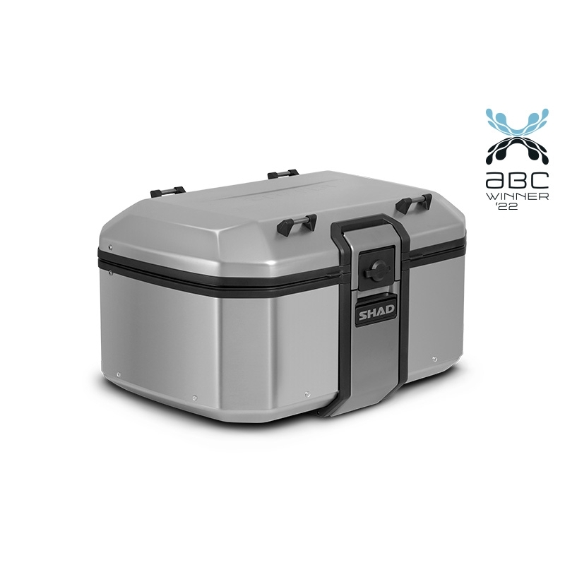 Complete set of aluminum cases SHAD TERRA, 55L topcase + 36L / 47L side cases, including mounting kit and plate SHAD CF Moto 800MT