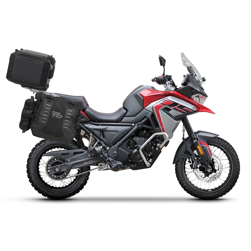 Set complet de genti laterale adventure SHAD TERRA TR40 si topcase din aluminiu SHAD TERRA BLACK 37L, incluzand kitul de montaj SHAD Voge 650DS / 650DSX