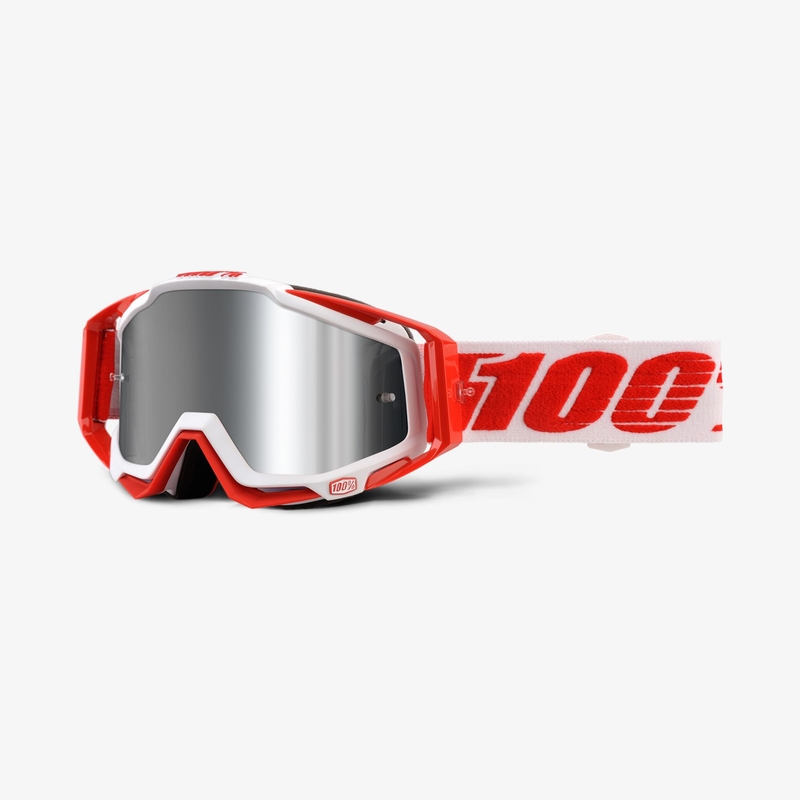 Ochelari de protecție 100% Racecraft PLUS Bilal roșu și alb (plexi argintiu)