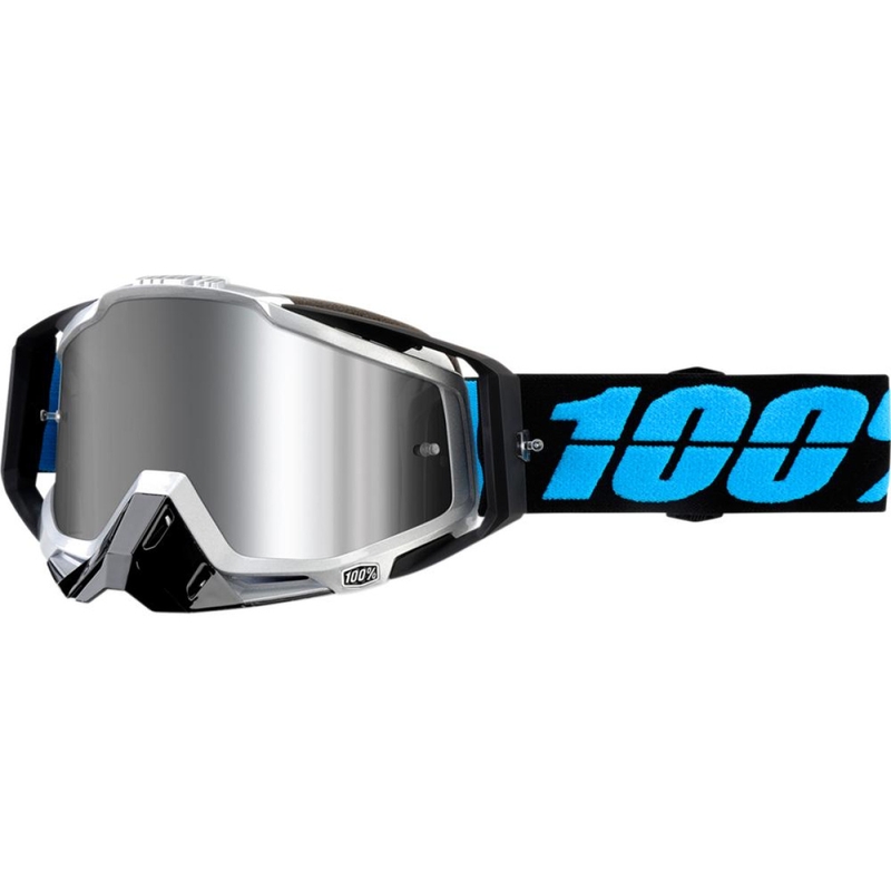 Ochelari de protecție 100% Racecraft PLUS Daffed negru-turcoaz (plexi argintiu)