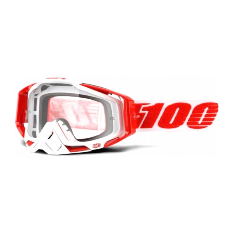 Ochelari de protecție 100% Racecraft Bilal roșu și alb (plexi transparent)