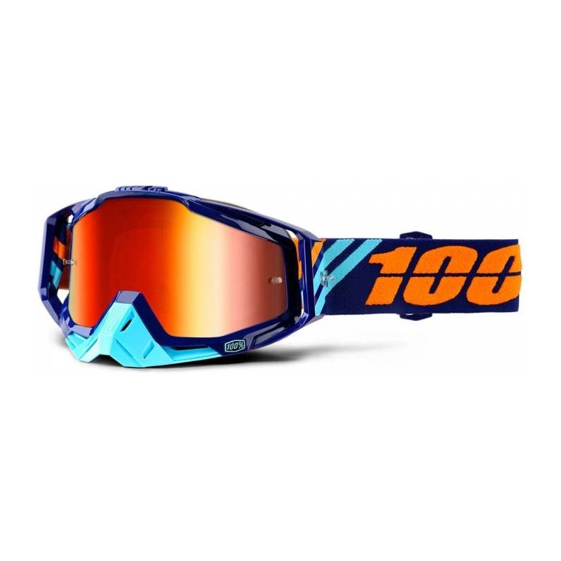 100% Racecraft Calculus Ochelari de protecție albastru marin-turcoaz (plexi roșu cromat + plexi transparent)
