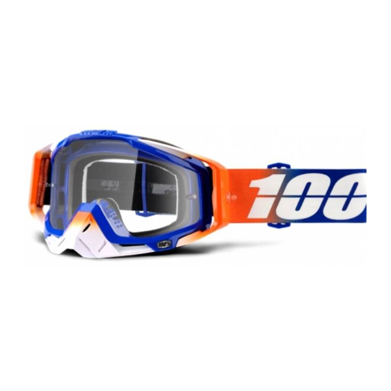 100% Ochelari de protecție Racecraft Roxburry albastru-alb-alb-portocaliu (plexi transparent)