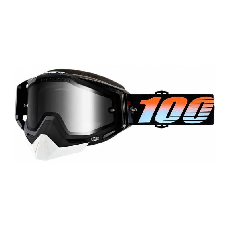 Ochelari de protecție 100% Racecraft Starlight negru (plexi cromat argintiu + plexi transparent)