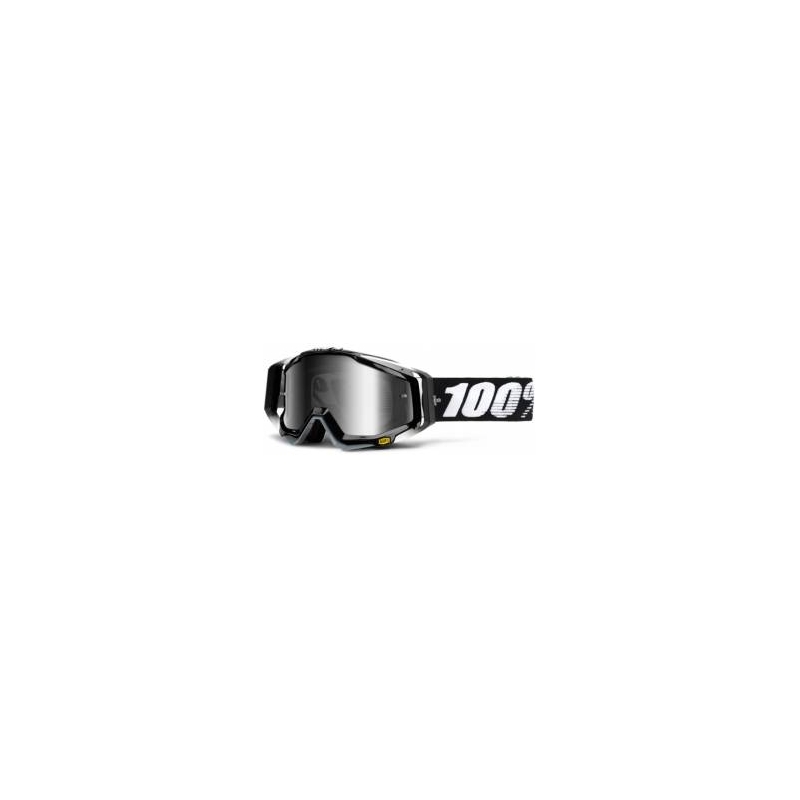 Ochelari de protecție 100% Racecraft Abyss Black negru negru (plexi argintiu cromat + plexi transparent)