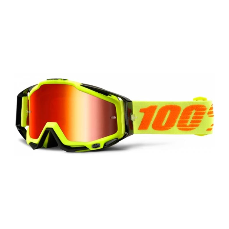 Ochelari de protecție 100% Racecraft Attack Yellow negru-galben (plexi roșu cromat + plexi transparent)