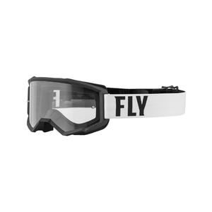 Ochelari de motocros FLY Racing Focus alb-negru (plexi transparent)