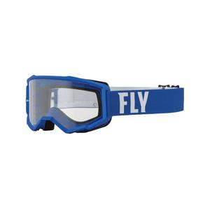 Ochelari de motocros FLY Racing Focus alb-albastru (plexi transparent)