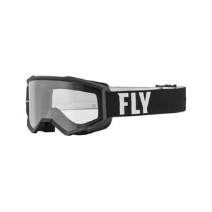 Ochelari de motocros FLY Racing Focus negru și alb (plexi transparent)