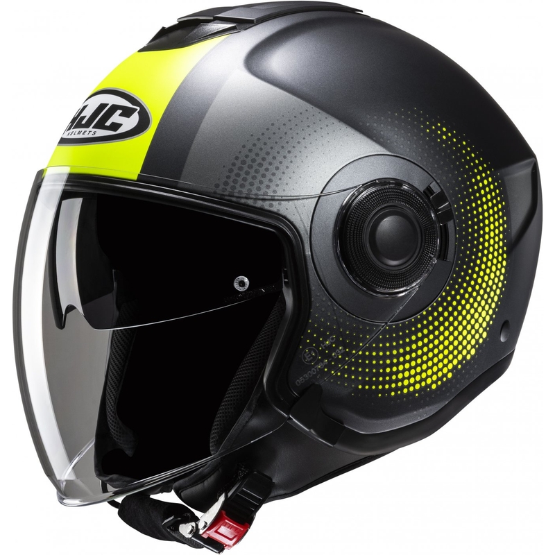 Cască de motocicletă deschisă HJC i40N Pyle MC3HSF gri-galben-fluo