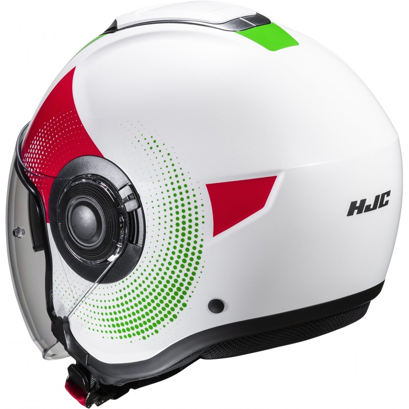 Cască de motocicletă deschisă HJC i40N Pyle MC41 roșu-verde-alb