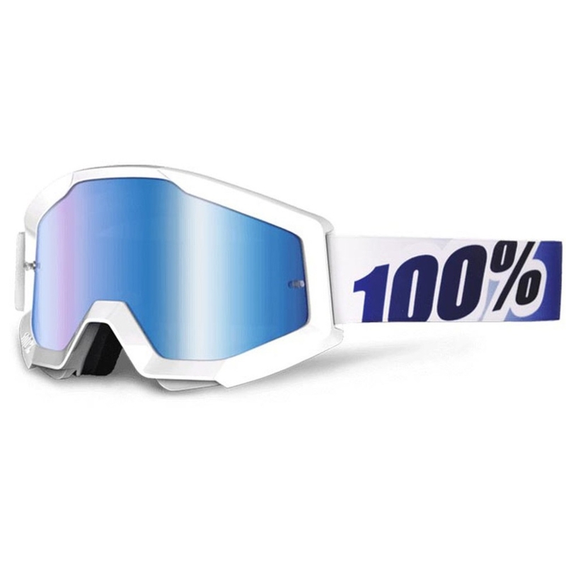 100% ochelari de protecție Strata Equinox alb (plexi albastru cromat cu pini de mica)