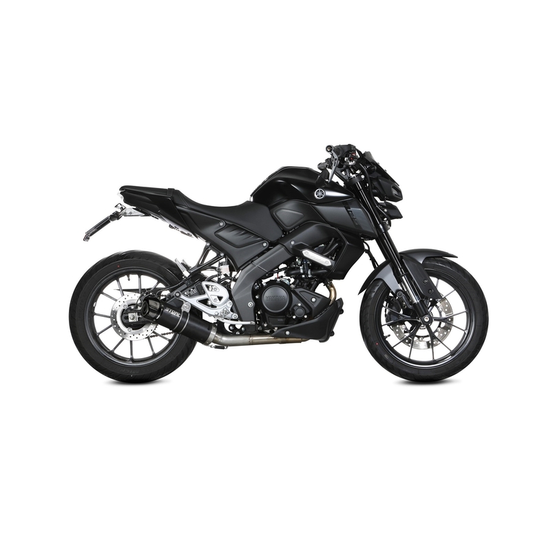 Sistem de evacuare complet 1x1 STORM GP Black with carbon cap pentru YAMAHA YZF-R 125 2019-2026, YAMAHA MT 125 2015-2024