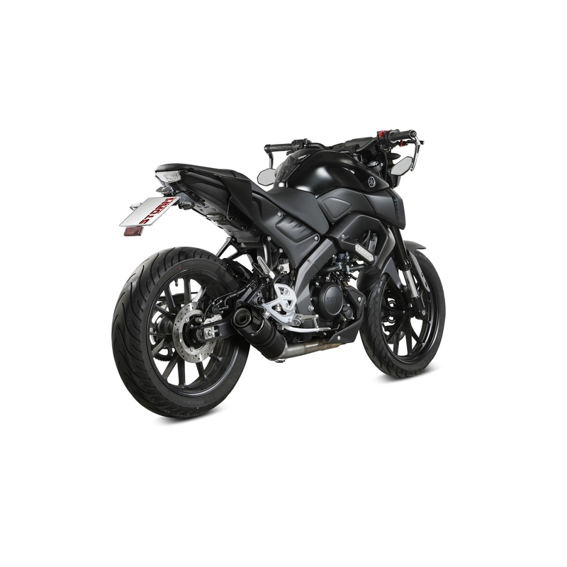 Sistem de evacuare complet 1x1 STORM GP Black with carbon cap pentru YAMAHA YZF-R 125 2019-2026, YAMAHA MT 125 2015-2024