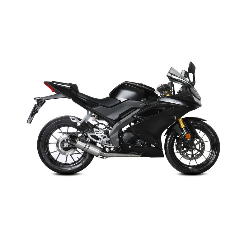 Sistem de evacuare complet 1x1 STORM GP Stainless Steel with carbon cap pentru YAMAHA YZF-R 125 2019-2024, YAMAHA MT 125 2015-2024
