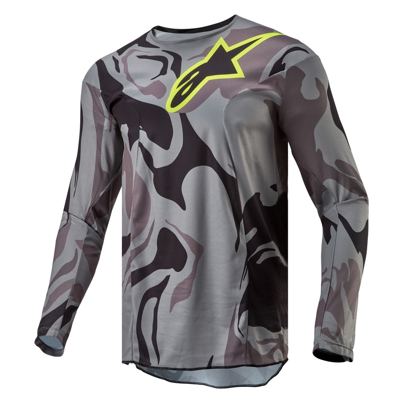 Tricou motocross Alpinestars Racer Tactical gri camo-galben fluo-negru