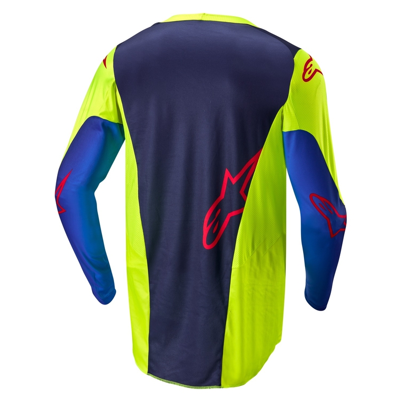 Tricou motocross Alpinestars Racer Hoen galben fluo-albastru-rosu