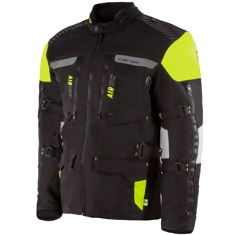 Jachetă motociclistă Street Racer All Season Negru-Galben Fluo