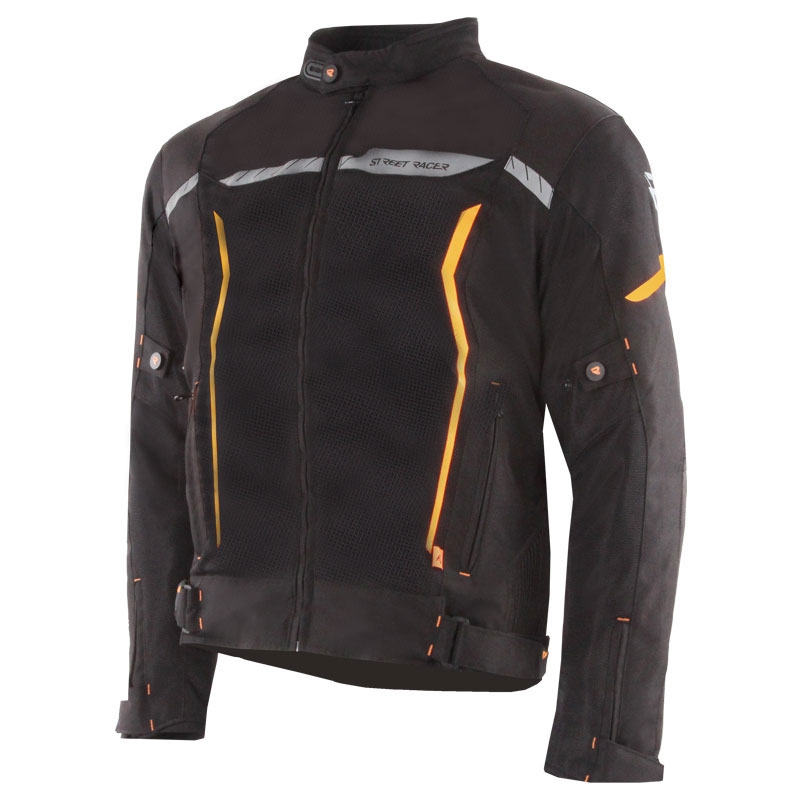 Geacă moto Street Racer Flex Air negru-portocaliu