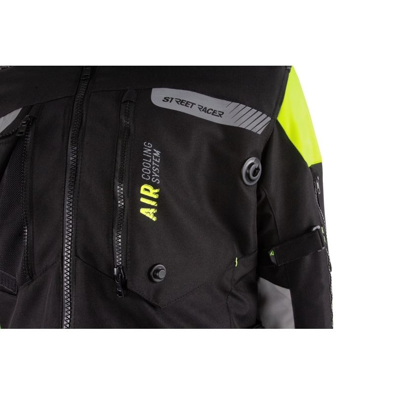Jachetă motociclistă Street Racer All Season Negru-Galben Fluo