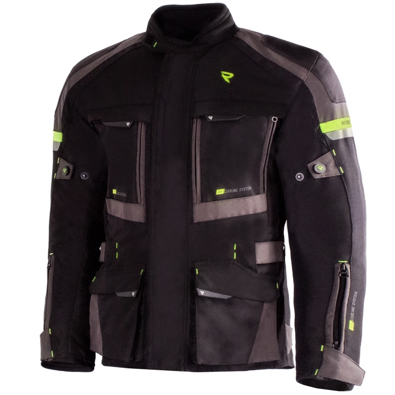 Geacă motociclistă Street Racer Rocket negru-gri-galben fluo