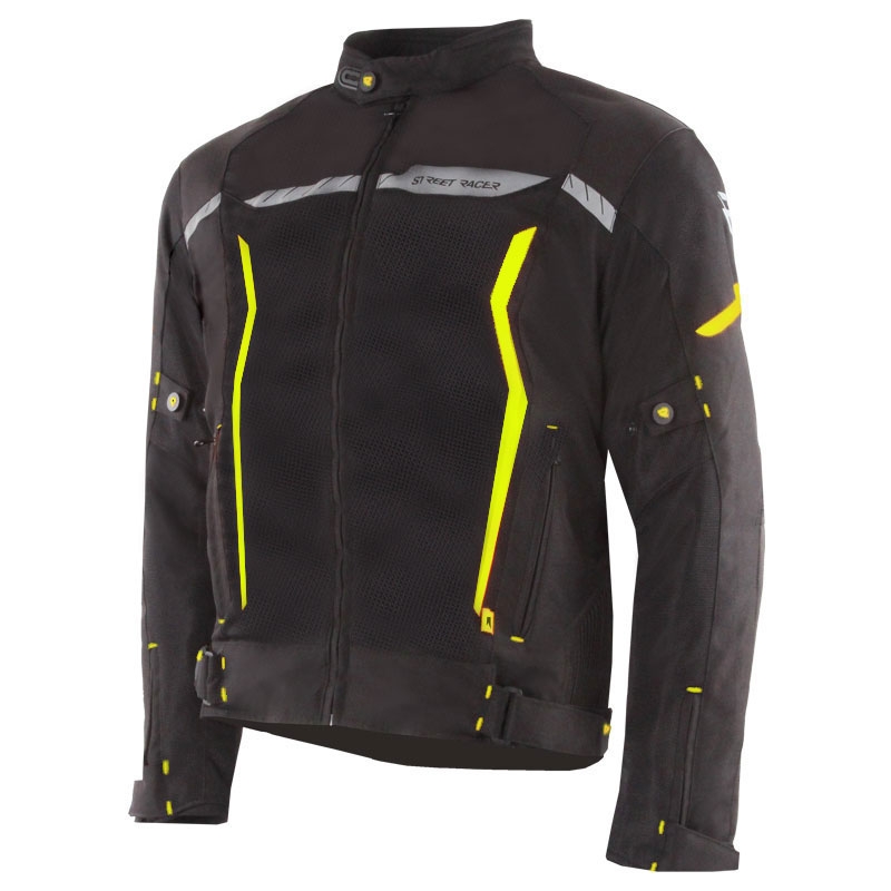 Jacheta moto Street Racer Flex Air negru-galben fluo