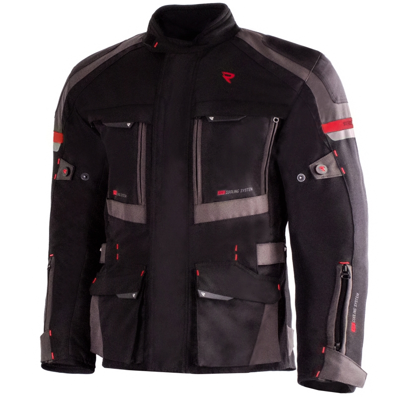 Geacă de motocicletă Street Racer Rocket negru-gri-roșu