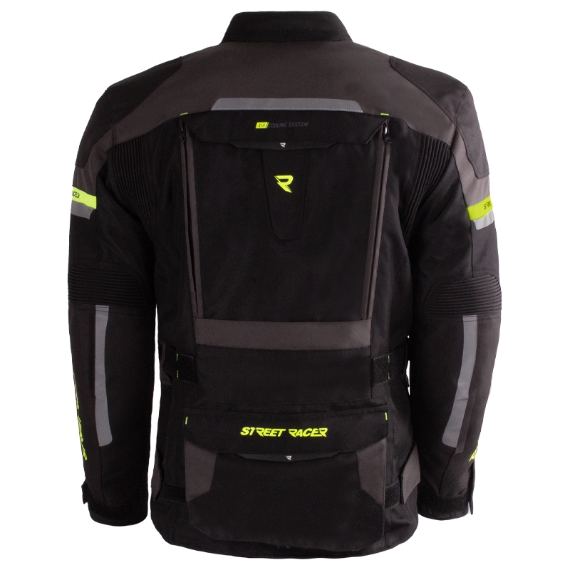 Geacă motociclistă Street Racer Rocket negru-gri-galben fluo
