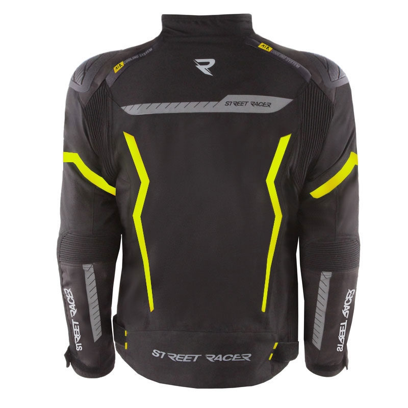 Geacă motociclistă Street Racer Flex EVO negru-galben fluo