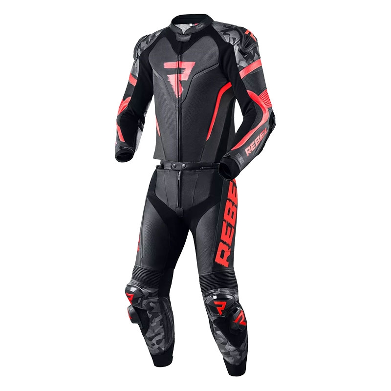 Costum moto Rebelhorn Rebel rosu fluo-negru