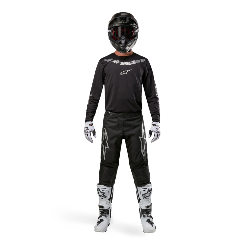 Alpinestars Fluid Lucent tricou motocross negru și argintiu