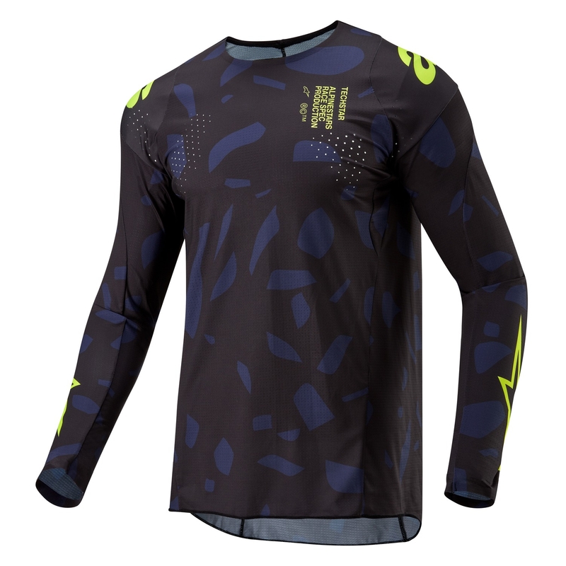 Tricou motocross Alpinestars Techstar Rantera negru-albastru-galben fluo