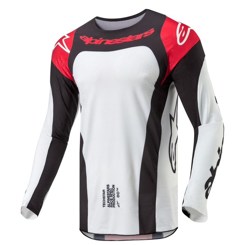 Tricou motocross Alpinestars Techstar Ocuri roșu-alb-negru
