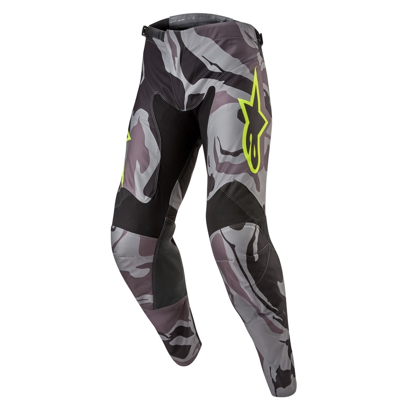Pantaloni motocross Alpinestars Racer Tactical gri camo-galben fluo-negru