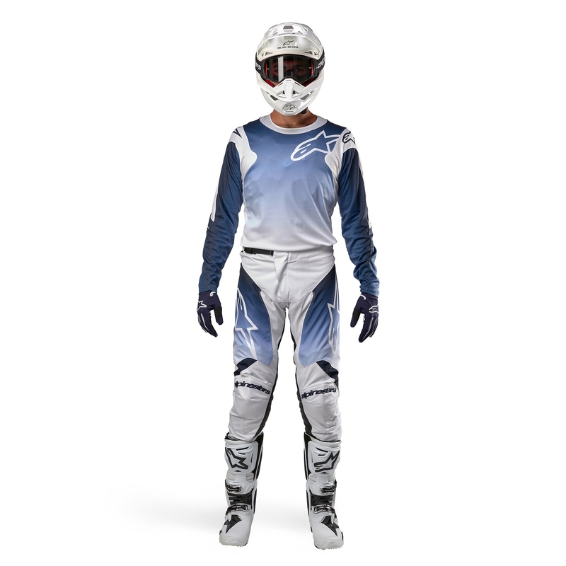 Pantaloni motocross Alpinestars Racer Hoen alb-albastru