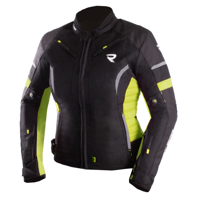 Geaca moto dama Street Racer Betty II negru-galben fluo
