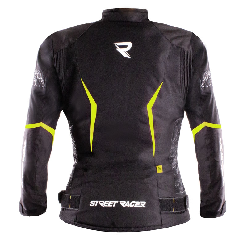Geaca moto dama Street Racer Rose negru-galben fluo