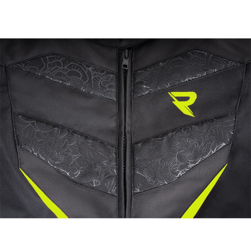 Geaca moto dama Street Racer Rose negru-galben fluo