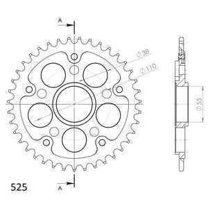 Rear sprocket SUPERSPROX STEALTH RST-733_525:39-BLK Negru 39T, 525