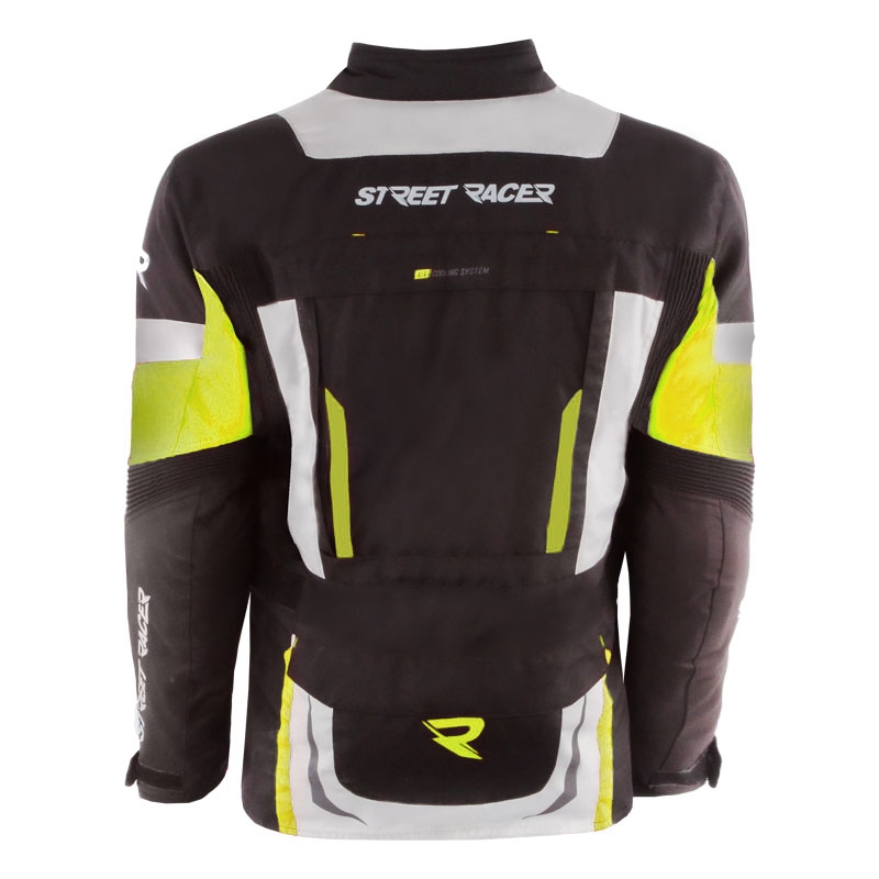 Geacă de motocicletă Street Racer Hilax negru-gri-galben fluo