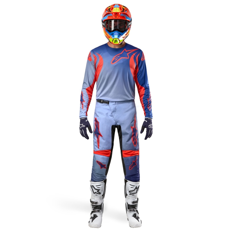 Pantaloni motocross Alpinestars Fluid Lucent albastru-albastru deschis-portocaliu