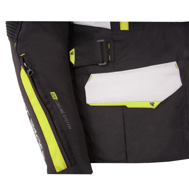 Geacă de motocicletă Street Racer Hilax negru-gri-galben fluo