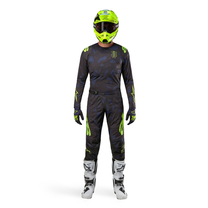 Pantaloni motocross Alpinestars Techstar Rantera negru-albastru-galben fluo